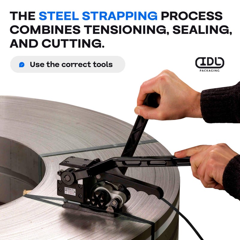 IDL Packaging 1/2" x .020" x 200' Steel Strapping Coil (1100 Lbs Break Strength) in Self-Dispensed Ð¡ardboard Box - Portable Strong Banding with Superior Cut-Resistance - Heavy Pallet Strapping - Image 5